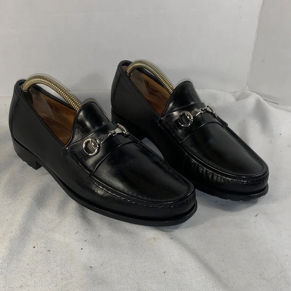 Allen Edmunds Men's Black Leather Bit Loafers